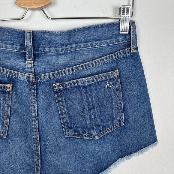 Rag & Bone Medium Wash Distressed Cut Off Denim Shorts 25 Boho Summer Western Fe - Picture 6 of 7